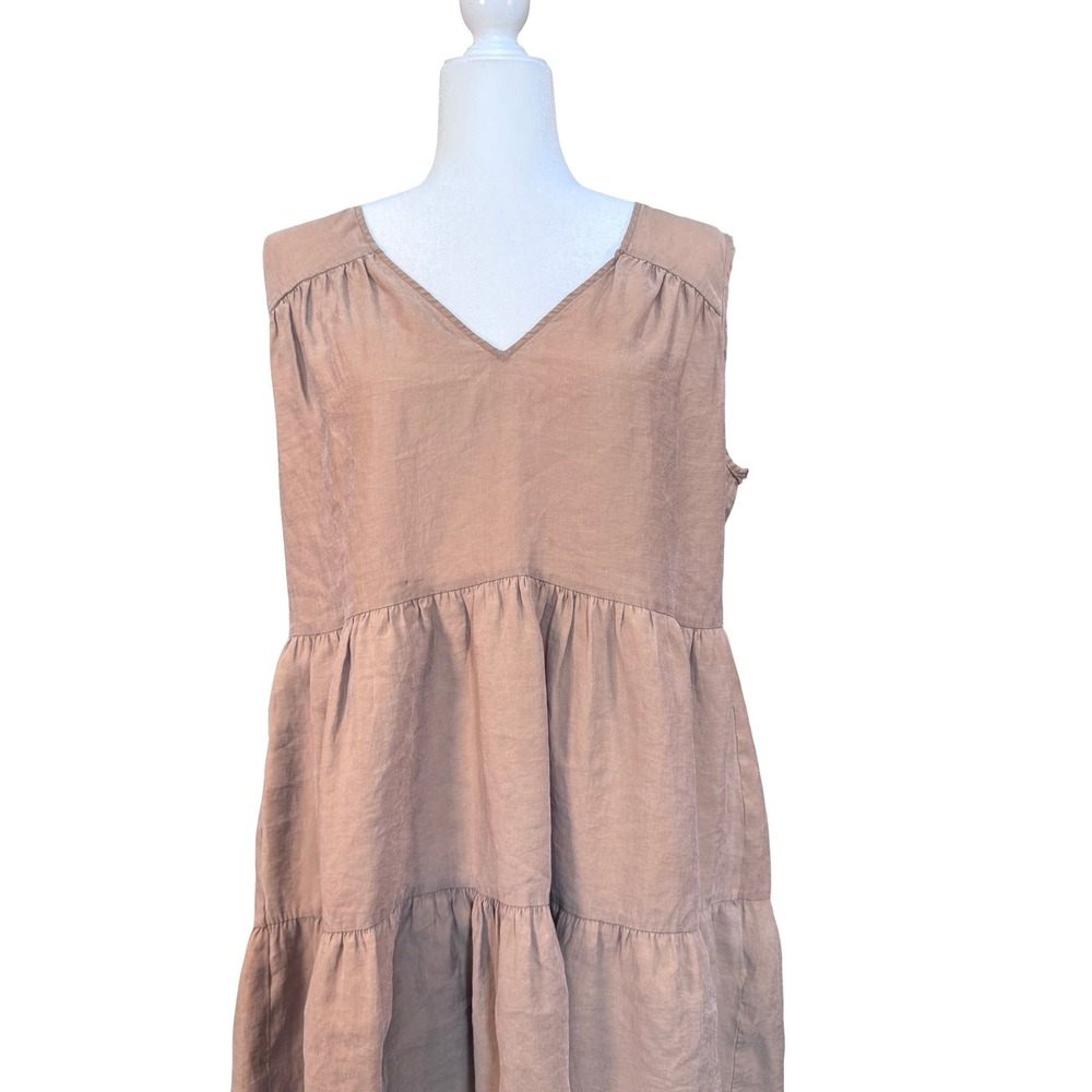 ZARA Sleeveless Tiered Babydoll Dress Tan Excellent Condition